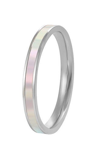 Troli Elegant steel Anello with mother-of-pearl - Circuit: 55 mm