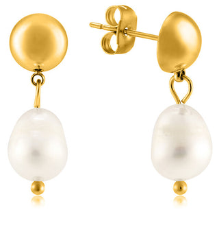 Troli Eleganti Orecchini Placcati Oro Con Perle Vere Vaajde201330G