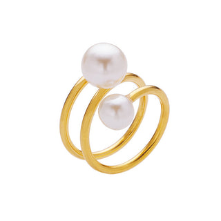 Troli Elegant gold-plated Anello with synthetic pearls - Circuit: 58 mm