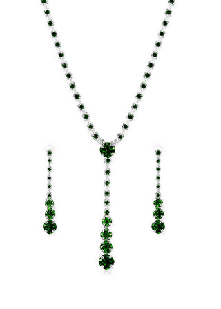 Troli Elegant women´s jewelry set with green crystals (Collana, Orecchini)