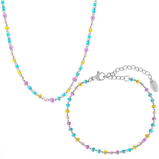 Troli Playful steel jewelry set with beads (Collana, Bracciale)