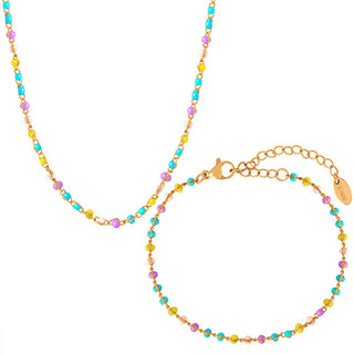 Troli Playful gold-plated jewelry set with beads (Collana, Bracciale)