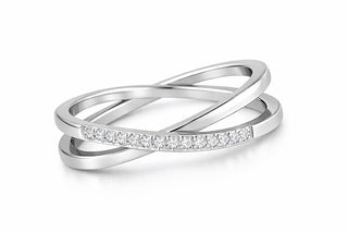 Troli Fine double steel Anello con clear Silver zircons - Circonferenza: 52 mm
