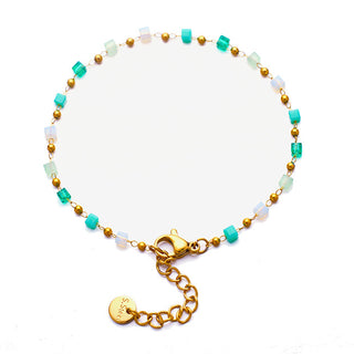 Troli Fine gold-plated Bracciale with green beads