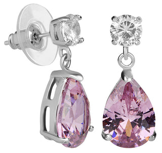 Troli Sparkling Earrings With Pink Crystals 