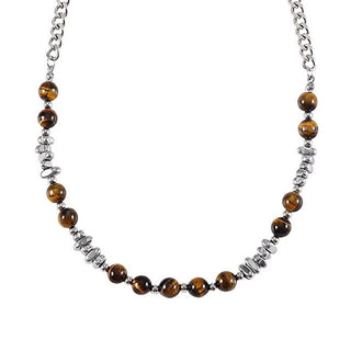 Troli Steel bead Collana con tiger´s eye