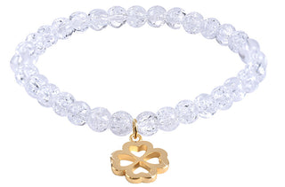 Troli Bracciale Di Perline In Cristallo Craquelé Con Trifoglio - Lunghezza: 20 Cm