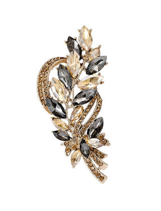 Troli Beautiful Spilla con black e yellow crystals Twig Gold