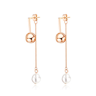 Troli Bellissimi Orecchini Pendenti Con Perla 2In1 Oro Rosa Vge573