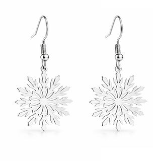 Troli Beautiful steel dangle Orecchini Snowflakes