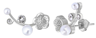 Troli Longitudinal steel Orecchini con crystals e pearls
