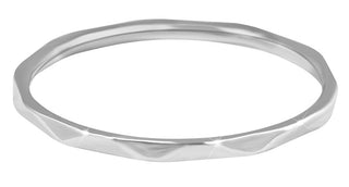 Troli Minimalist steel Anello con a fine Silver pattern - Circonferenza: 49 mm