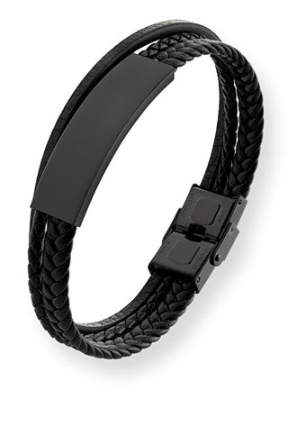 Troli Bracciale Moderno Nero Da Uomo In Pelle Vabob033
