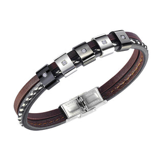 Troli Fashion leather Bracciale with steel ornaments Leather