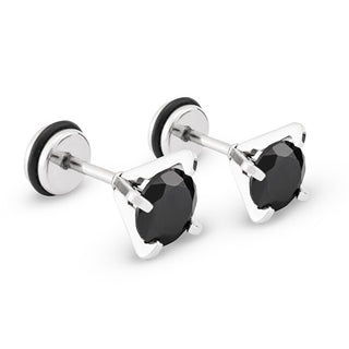 Troli Orecchini In Acciaio Moda Con Cristalli Neri Ks-138