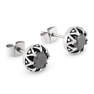 Troli Orecchini In Acciaio Moda Con Cristalli Neri Ks-143