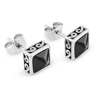 Troli Orecchini In Acciaio Moda Con Cristalli Neri Ks-144