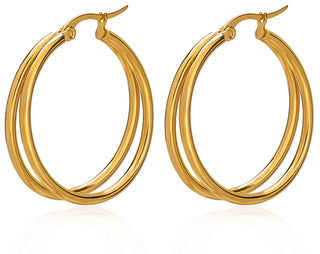 Troli Trendy Gold-Plated Round Earrings 