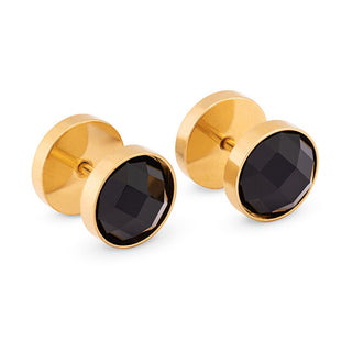 Troli Orecchini Alla Moda Placcati Oro Con Cristalli Neri Ks-139