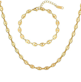 Troli Ensemble sans Tempo de bijoux pour femme plaqués or (collier, bracelet) 