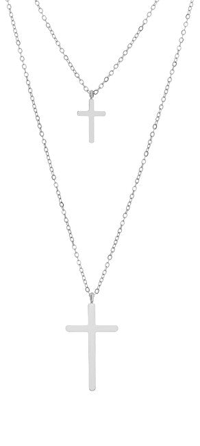 Troli Collar Con Doble Cruz De Acero Sin Tempo 