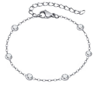 Troli Timeless steel Bracciale with zircons - Length: 23 cm