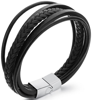 Troli Bracciale Realizzato Con Cinturini In Pelle Nera Pelle