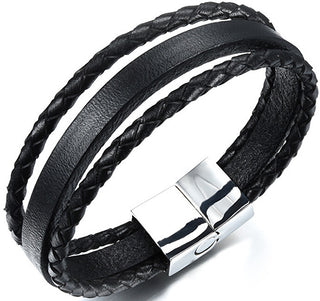 Troli Three-Strap Leather Swater Bracelet 