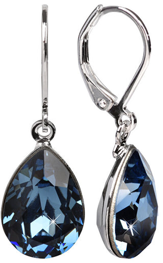 Levien Élégantes boucles d’oreilles avec cristaux Pear Denim Blue 