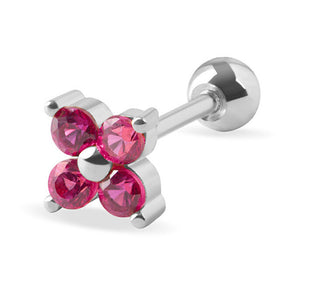Troli Delicato Orecchino Piercing Con Cristalli Fucsia