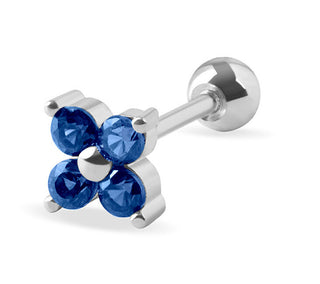 Troli Delicate Piercing Earring with Blue Crystals 