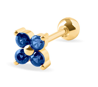 Troli Delicate gold-plated piercing Orecchino con blue crystals