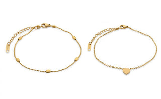 Troli Delicate gold-plated heart anklet set