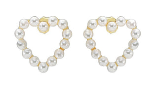 Troli Delicati Orecchini A Forma Di Cuore Placcati In Oro Con Perline Vbe005 G