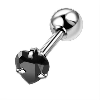Troli Orecchino Piercing In Acciaio Con Cuore In Cristallo Nero