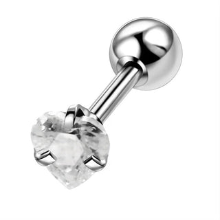 Troli Orecchino Piercing In Acciaio Con Cuore In Cristallo Trasparente