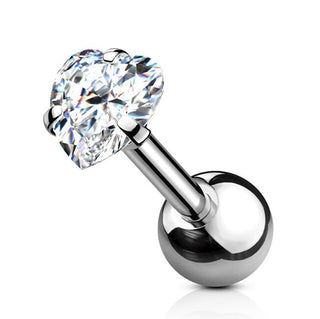 Troli Orecchino Piercing In Acciaio Con Cuore Di Cristallo