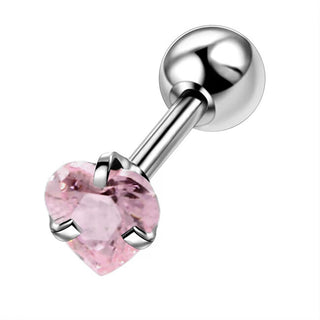 Troli Orecchini Piercing In Acciaio Con Cuore In Cristallo Rosa