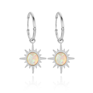 Troli Steel Orecchini with white synthetic opals 2in1