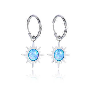 Troli Orecchini In Acciaio Con Opali Sintetici Blu 2In1
