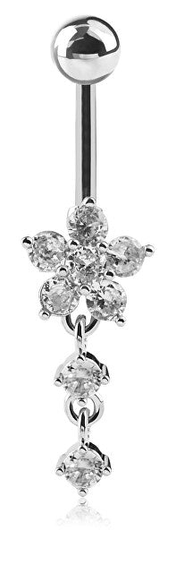 Troli Piercing All'Ombelico In Acciaio Fiore Con Cristalli