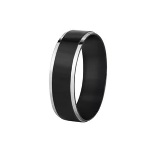 Troli Steel black Anello con silver rim - Circonferenza: 54 mm