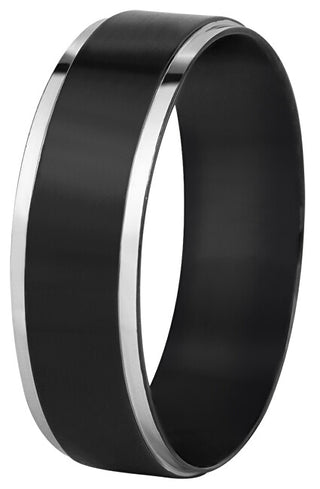 Troli Anello In Acciaio Nero Con Bordo Argentato - Circuito: 61 Mm