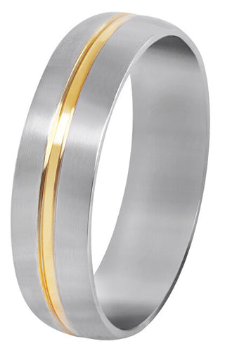 Troli Steel Ring With Gold Stripe - Size: 70 Mm 