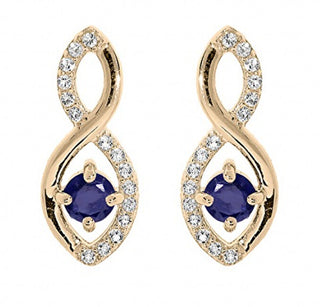 Troli Deliziosi Orecchini Placcati Oro Con Zirconi Blu Po/Se09089B
