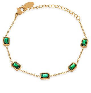 Troli Affascinante Bracciale Dorato Con Cristalli Verdi