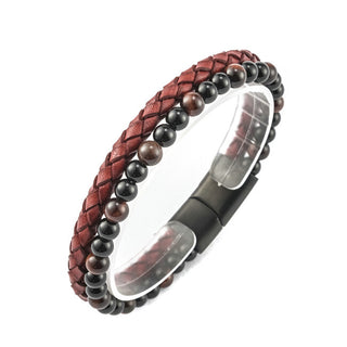 Troli Original leather Bracciale with beads VSB002BR-PET