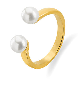 Troli Open gold plated Anello with genuine pearls VAAXA357G