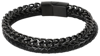 Troli da uomo black Bracciale in combination of steel e leather