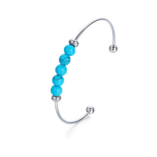 Troli Solid steel Bracciale with turquoise beads
